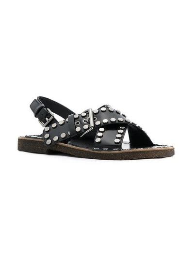 prada flats sandals|Prada studded pony skin sandals.